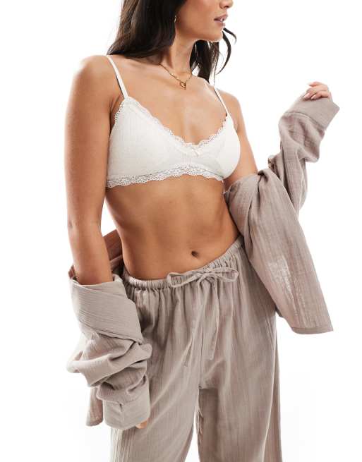 Cotton On - Meleret lysegul bralette med bølgekant i pointelle-stof, 4 af 4