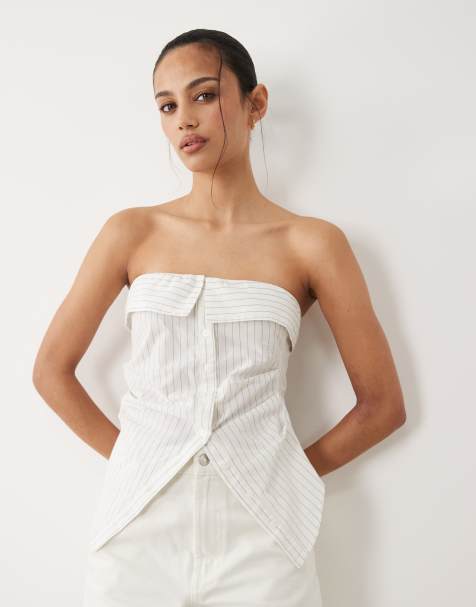 Cotton On mia strapless top in white stripe - view 1