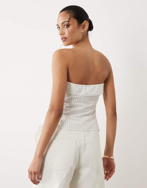 Cotton On mia strapless top in white stripe, 4 of 4