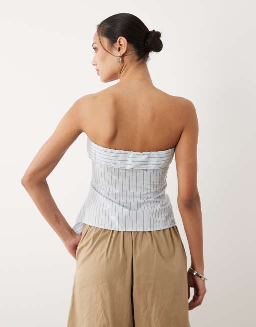 Cotton On - Mia - Top senza spalline blu a righe, 4 di 4