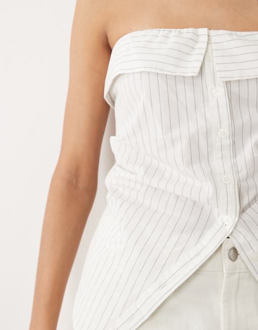Cotton On – Mia – Trägerloses Oberteil in gestreiftem Weiß, 3 von 4