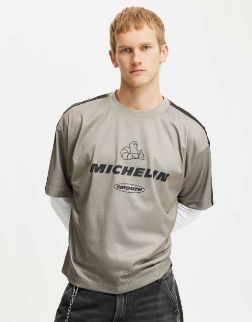 Cotton On Michelin crew neck mesh t-shirt in gray - LGREEN