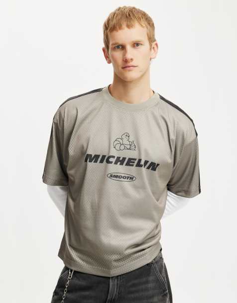 Cotton On Michelin crew neck mesh t-shirt in gray