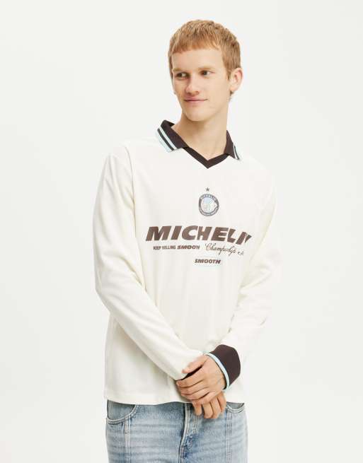Cotton On Michelin long sleeve soccer jersey in white - MULTI