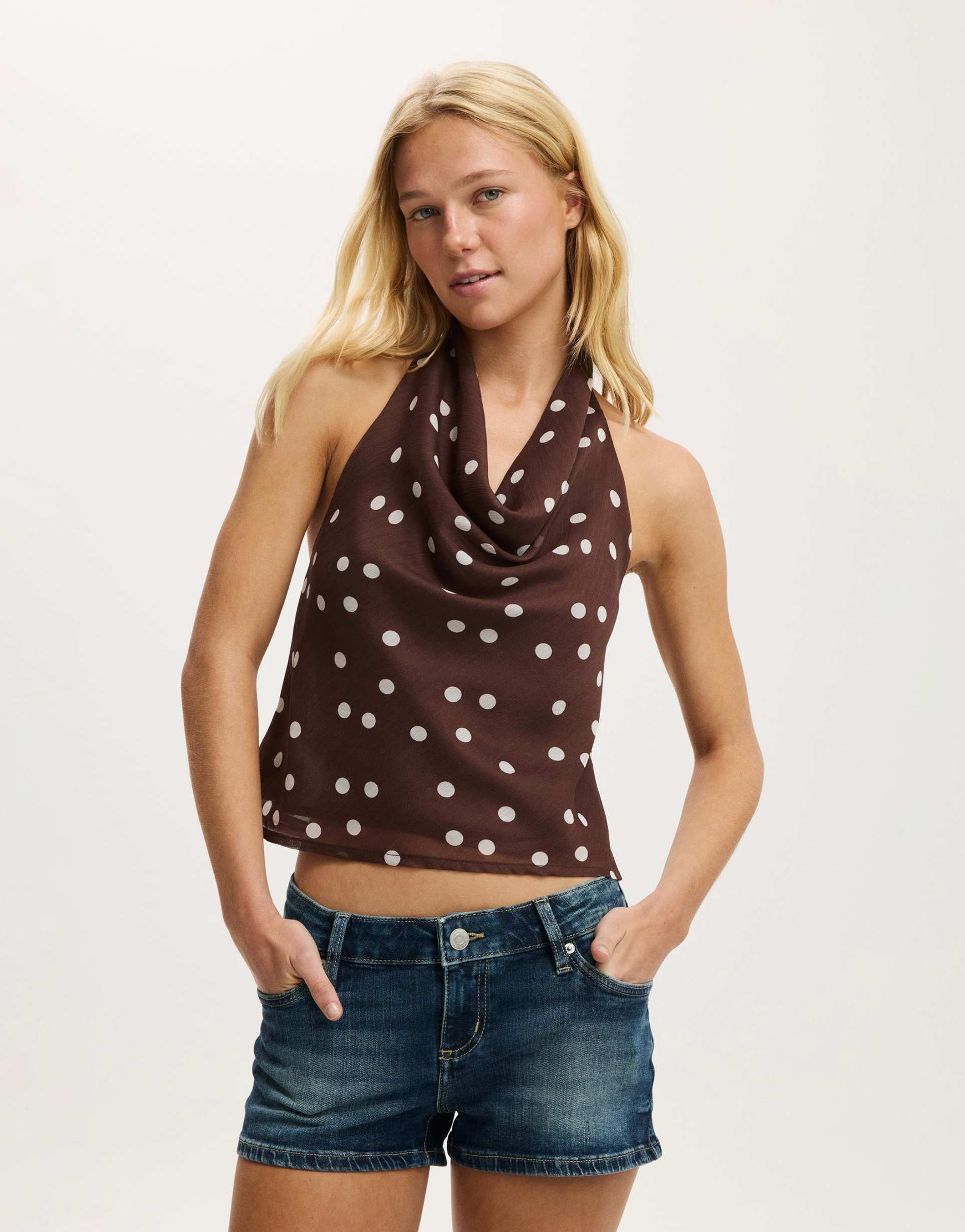 cotton on micro low denim short in blue