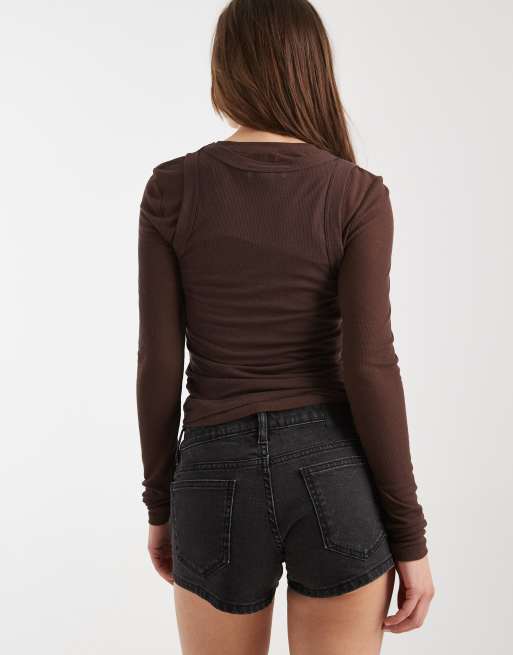 Cotton On - Micro mini rok van denim met lage taille in zwart, 4 van 5