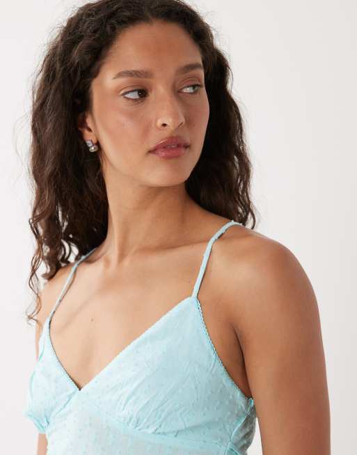Cotton On micro polka dot cotton cami in lagoon blue, 3 of 4