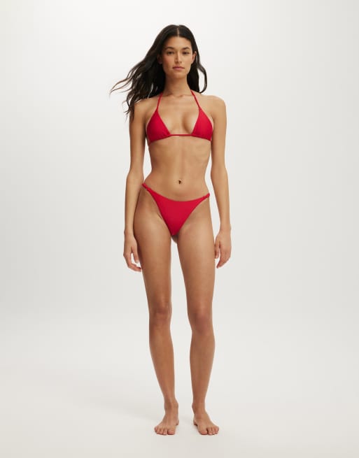 Cotton On Micro string thong bikini bottom in red, 4 of 4