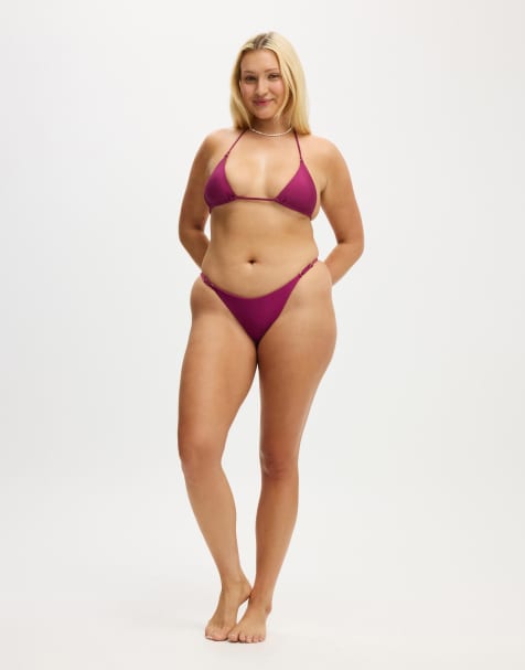 Cotton On Micro string triangle bikini top in pink - view 1