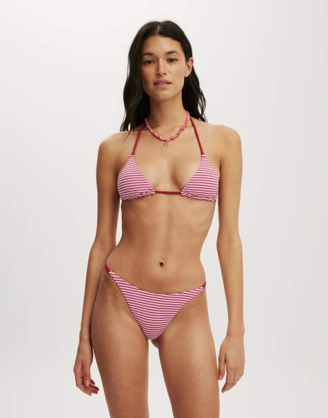 Cotton On Micro string triangle bikini top in red - view 1
