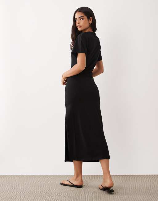 Cotton On Midi-T-Shirt-Kleid mit Twist in Schwarz, 4 von 4