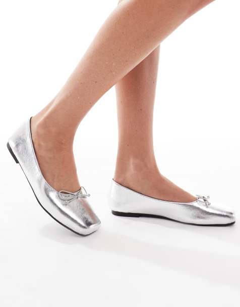 Cotton On Milley ballet flats in silver texture - view 1