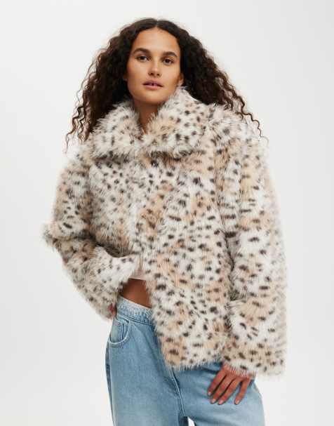 Cotton On Mimi faux fur jacket in snow leopard - MULTI - view 1
