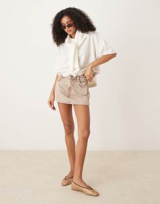 Cotton  On Mini denim skort in beige 