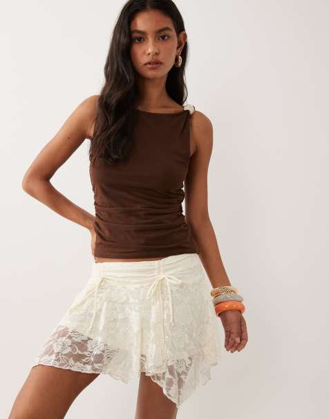 Cotton On mini rok met puntige zoom in vintage wit - view 1