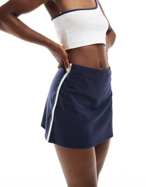 Cotton On mini sport skirt in navy with white stripe - view 1