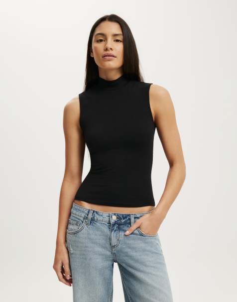 Cotton On Mock neck tank in black - view 1