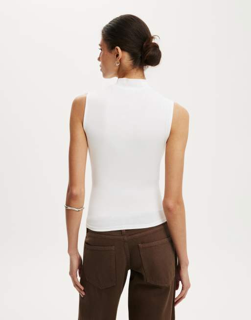 Cotton On Mock neck tank in white, 4 of 4