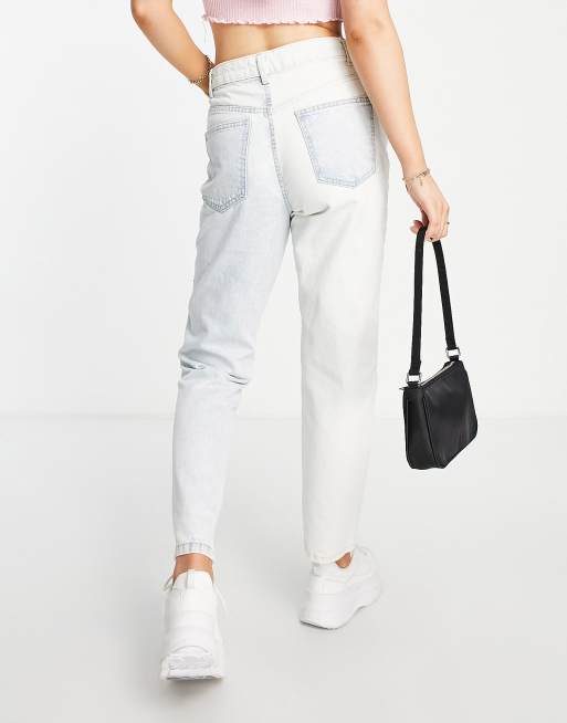 Cotton On - Mom jeans met patchwork in mid-wash blue , 2 van 4