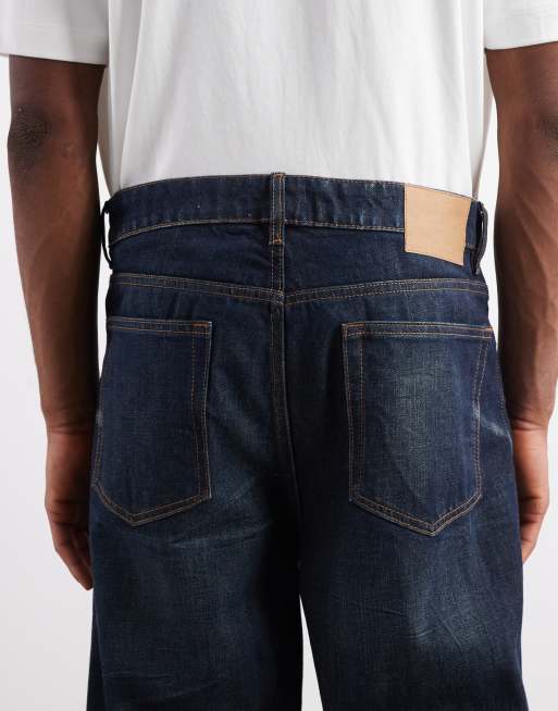 Cotton On – Mörkblå, extra baggy jeans med sliten tvätt , 4 av 5