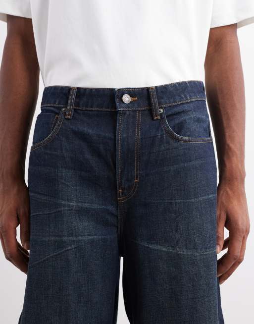 Cotton On – Mörkblå, extra baggy jeans med sliten tvätt , 5 av 5