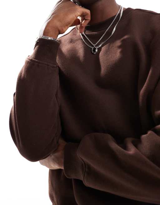 Cotton On – Mörkbrun, boxig sweatshirt i fleece med rund halsringning, 4 av 4
