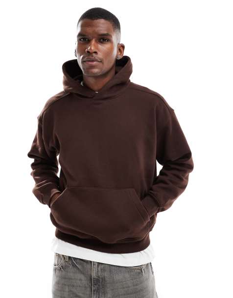 Cotton On - Mørkebrun pullover-hættetrøje med firkantet pasform - view 1