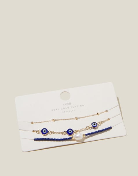 Cotton On Multipack beaded bracelet in gold - view 1