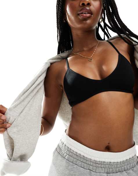 Cotton On - Naadloze gewatteerde triangel-bralette in zwart - view 1