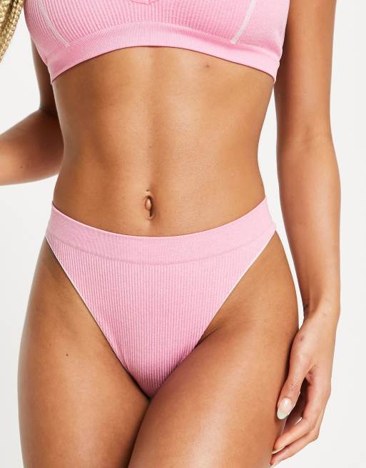 Cotton On – Nahtloses Set mit Bustier und hoch geschnittenem Slip in Rosa , 4 von 4