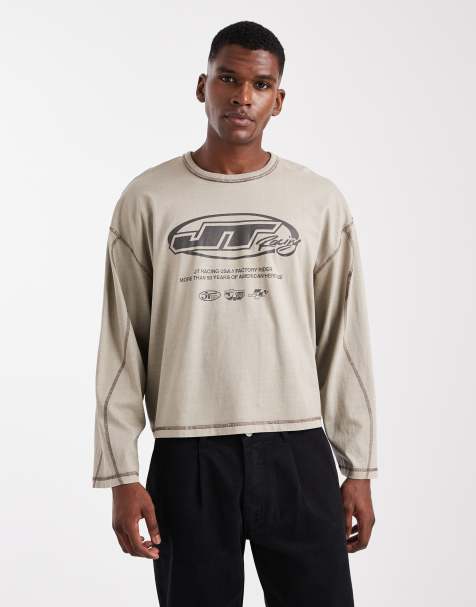 Cotton On – Naturvit, kort t-shirt med långa ärmar och tryck - view 1