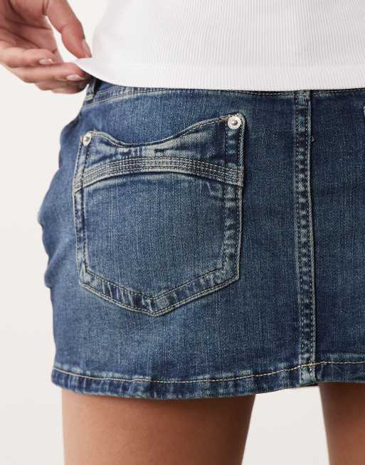 Cotton On – Niebieska bardzo krótka spódnica jeansowa mini, 4 z 5