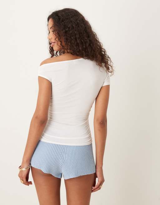 Cotton On Nikki gathered short sleeve top in white , 4 of 4