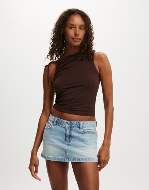 Cotton On Nikki gathered tank in burgundy - AUBURN - view 1