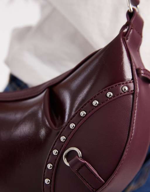 Cotton On - Noa - Brombærfarvet crossbody-taske med nitter, 3 af 4