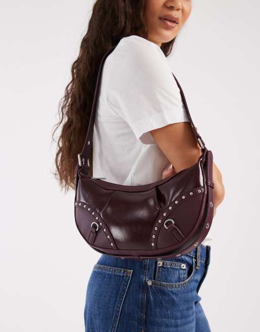 Cotton On - Noa - Brombærfarvet crossbody-taske med nitter, 4 af 4