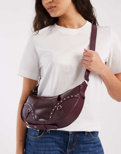 Cotton On – Noa – Fioletowobordowa torebka crossbody z ćwiekami - view 1