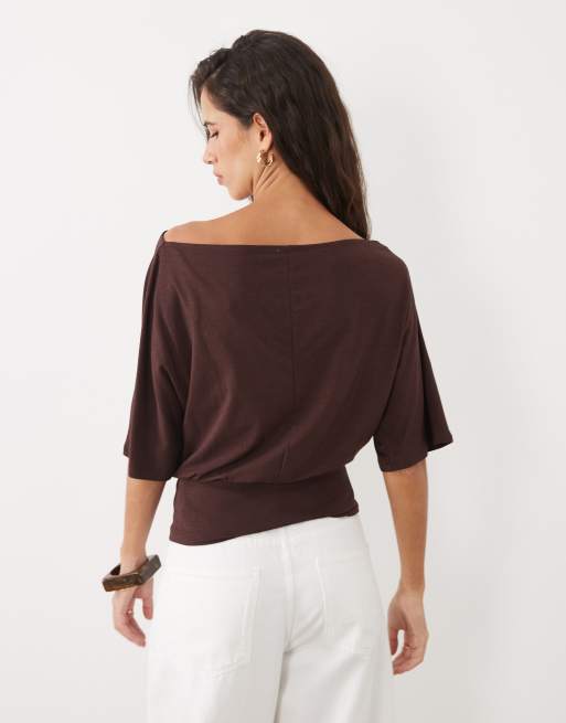 Cotton On nova off shoulder short sleeve in dark oak , 4 of 4