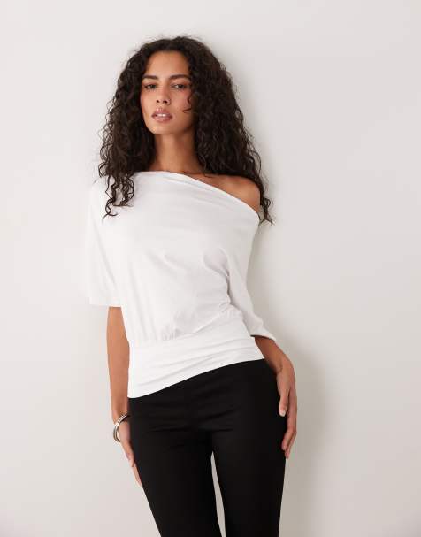 Cotton On nova off the shoulder short sleeve top in white - view 1