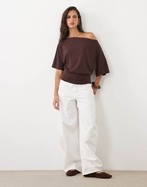 Cotton On nova offshoulder med korte ærmer i mørk eg - view 1