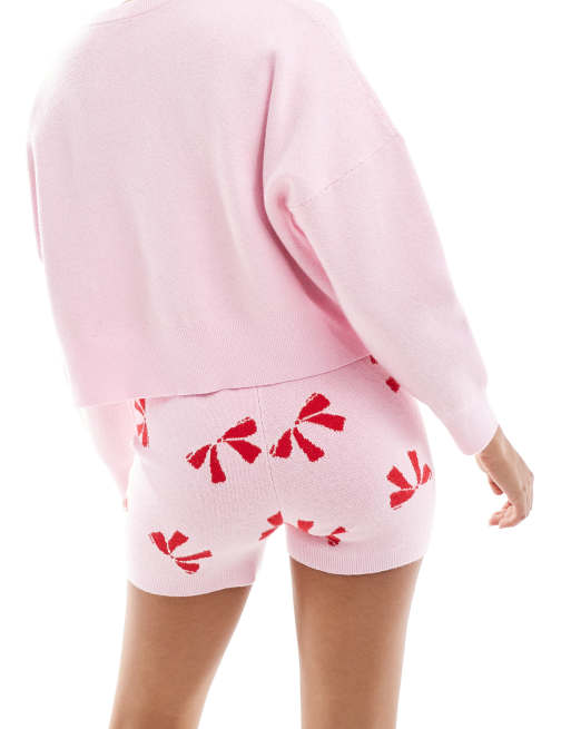 Cotton On novelty knit shorts in checkered bow - part of a set, 4 of 5