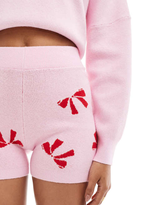 Cotton On novelty knit shorts in checkered bow - part of a set, 5 of 5