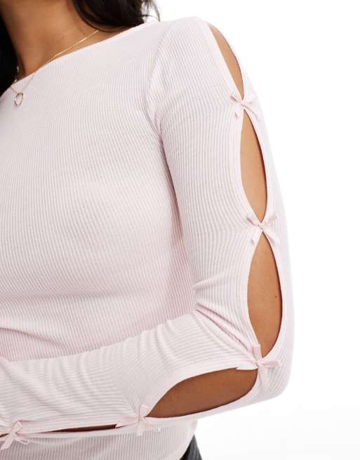 Cotton On – Oberteil in Rosa mit Schleifendetail und U-Boot-Ausschnitt, 3 von 4