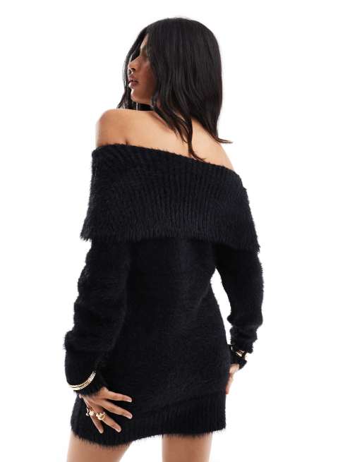 off the shoulder sweater dress black Women's Mini Long Sleeve Ribbed Bodycon Dresses Cute Sexy Club Party Dress : Clothing, Shoes & Jewelry effortless look that transitions easily from day to night Vestido Suter Bella Off Shoulder
