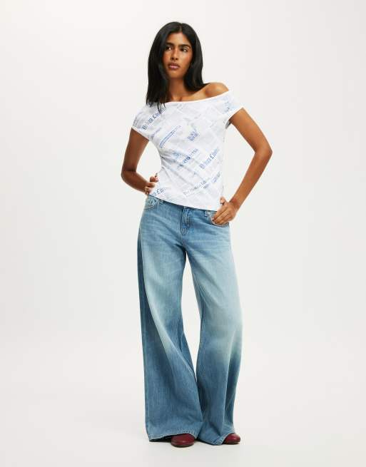 Cotton On Off shoulder graphic tee in white, 2 of 4