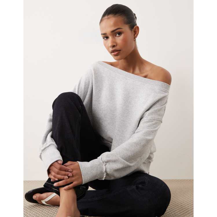 Cotton On Off shoulder sweatshirt in gray | ASOS