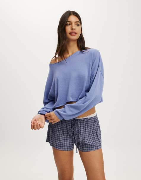 Cotton On Off the shoulder cropped knit in blue - view 1