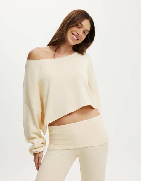 Cotton On Off the shoulder cropped knit in yellow - view 1