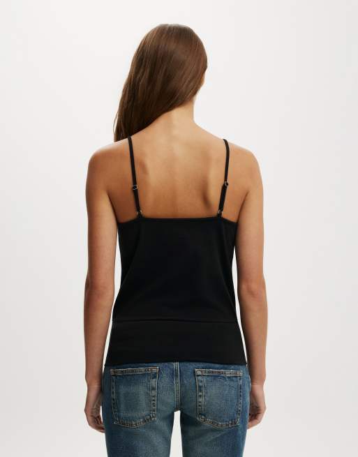 Cotton On Olivia basque cami in black, 4 of 4