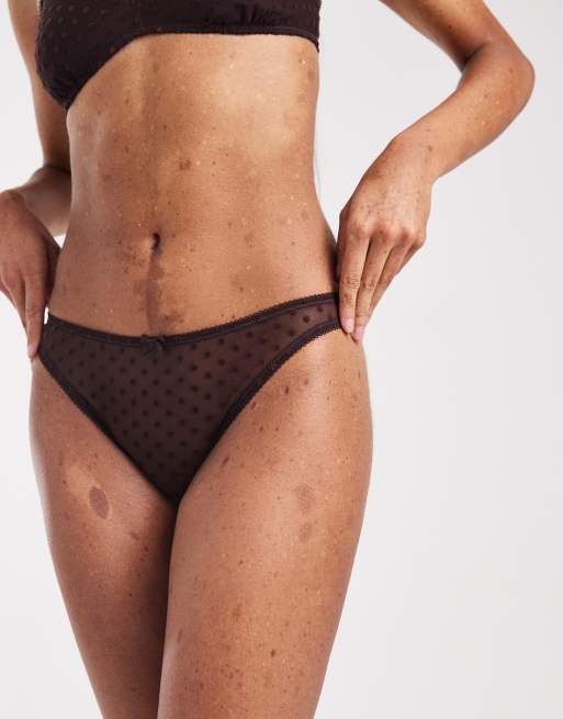Cotton On - Olivia - Slip cheeky in rete color prugna cioccolato, 2 di 4